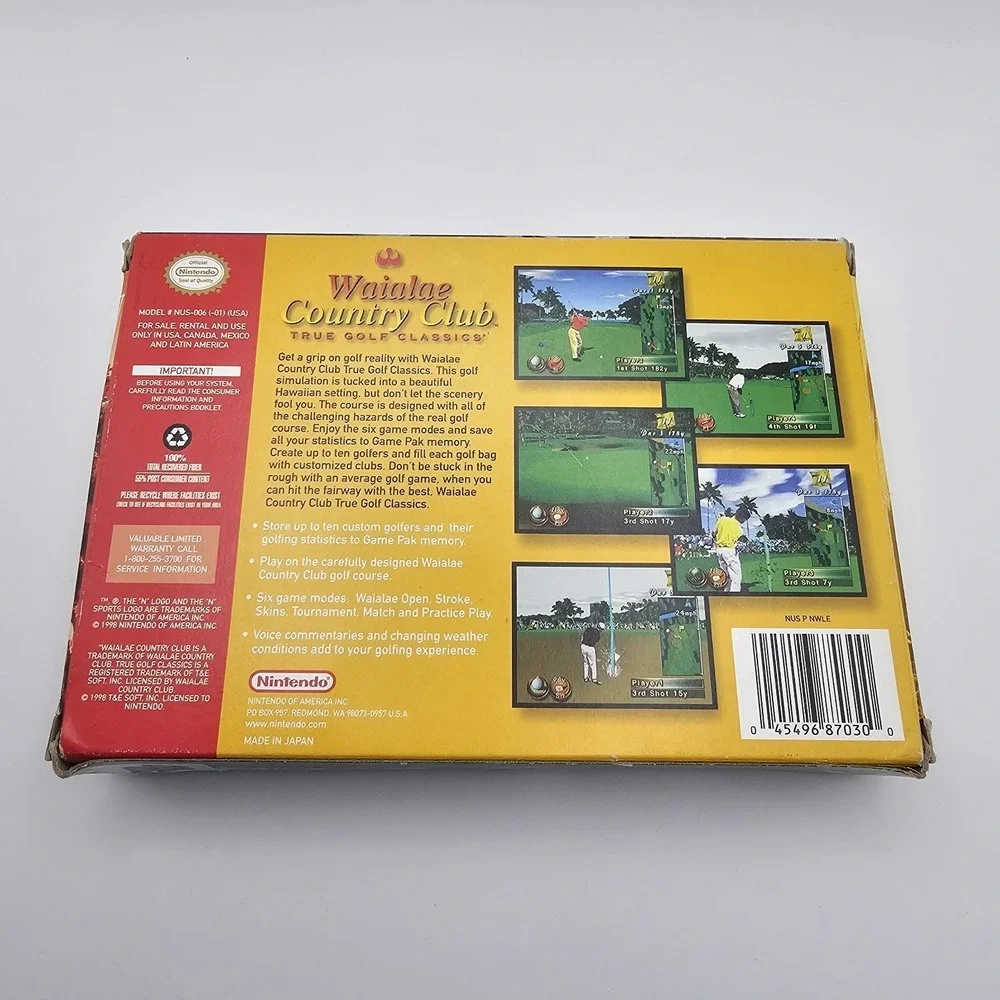 1998 Waialae Country Club‎ N64 Complete In Box CIB Nintendo 64 Game Lot